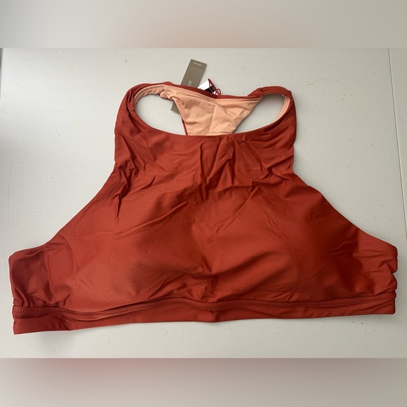 J.Crew Active Longline Swim Top Plus Size 3X Wildfire Color High Neck - Picture 2 of 7